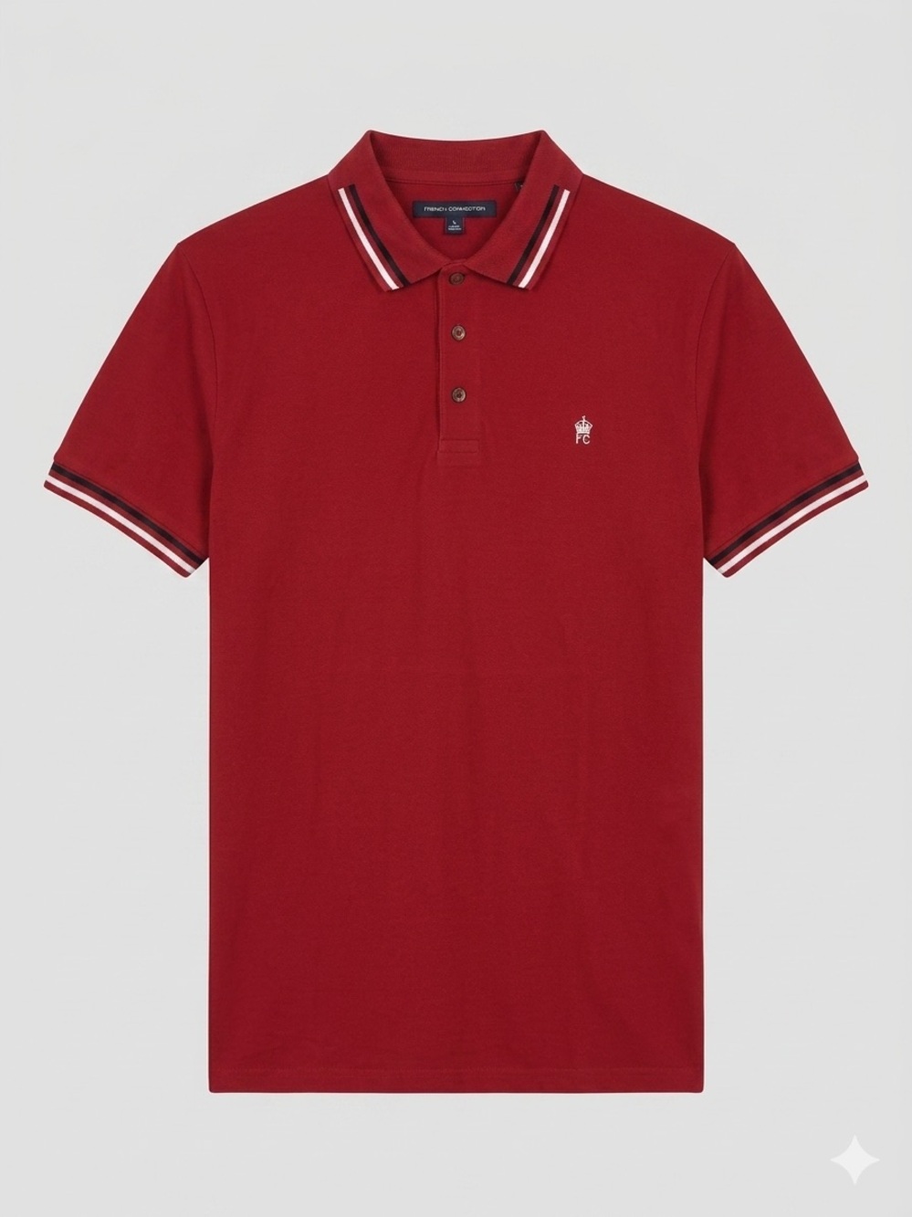 French Connection Red Polo with Contrast Tipped Collar